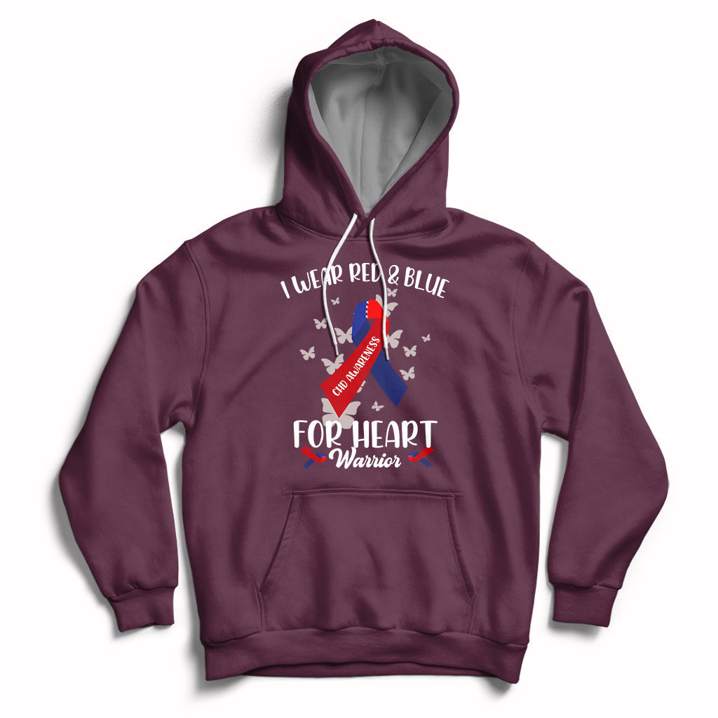 Maroon pullover hoodie with heart warrior chest graphic, front pocket and drawstring hood
