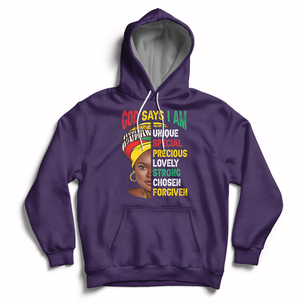 God Says I Am Bible Melanin Girl Black History Month Pride Hoodie - Wonder Print Shop