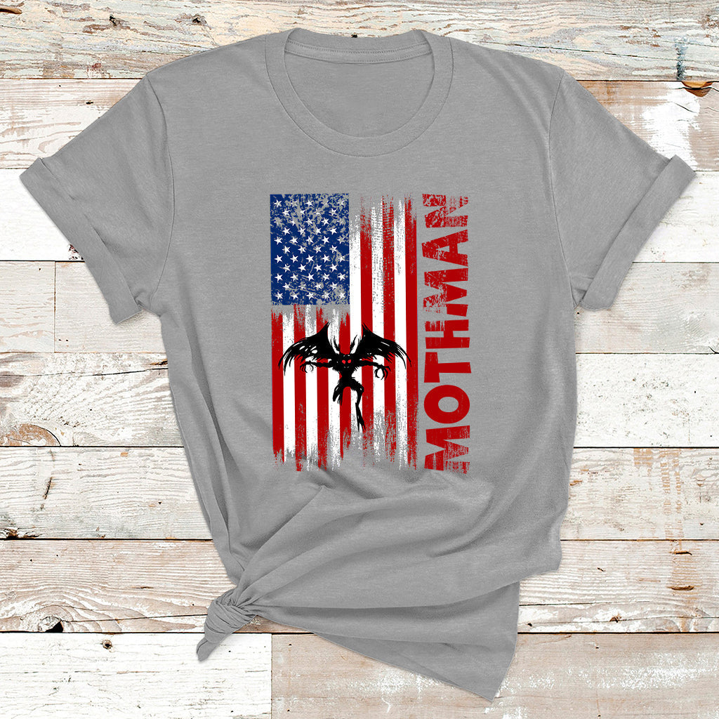 Mothman Cryptid Cryptozoology American Flag T Shirt - Wonder Print Shop