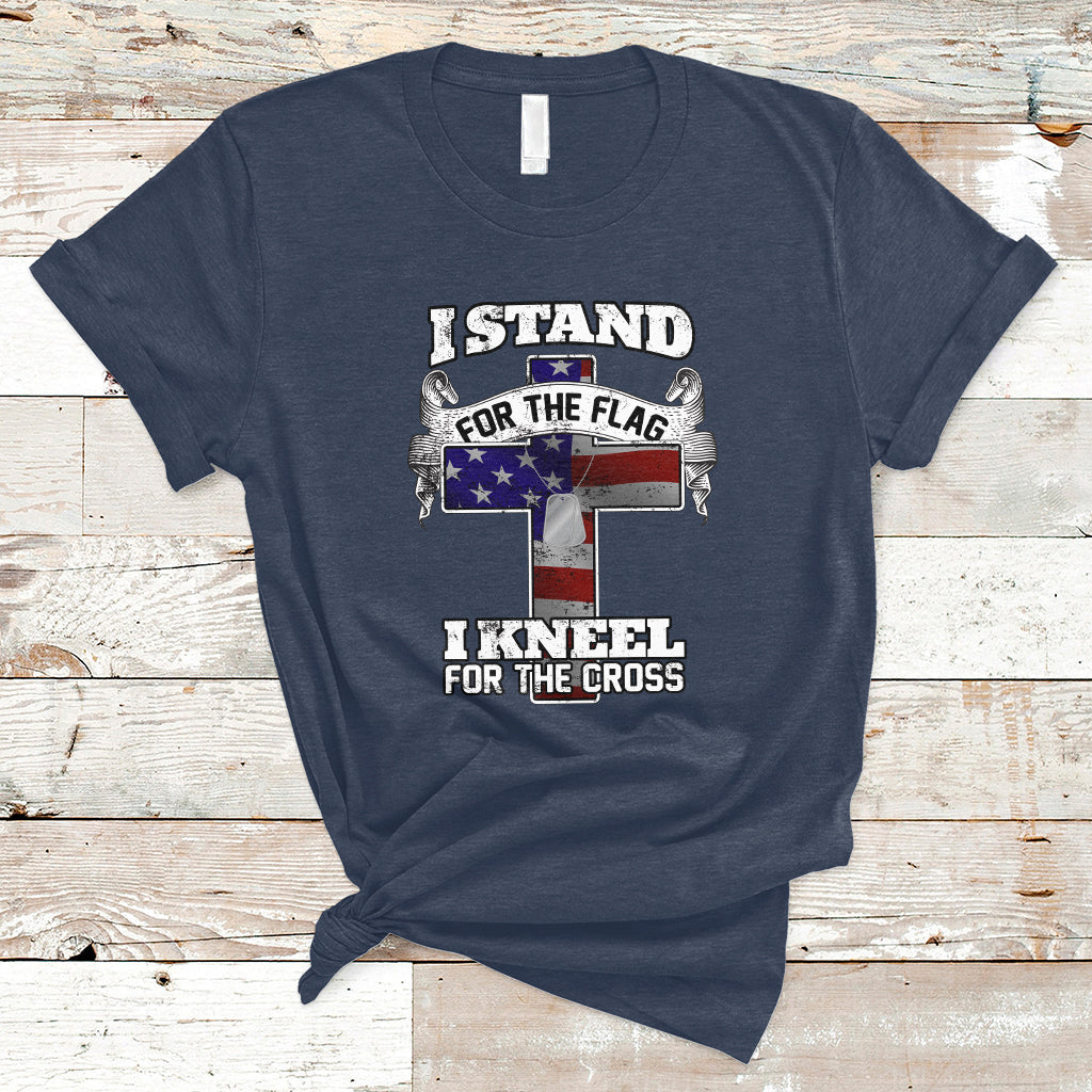 I Stand For The Flag I Kneel For The Cross God Christian T-Shirt - Wonder Print Shop