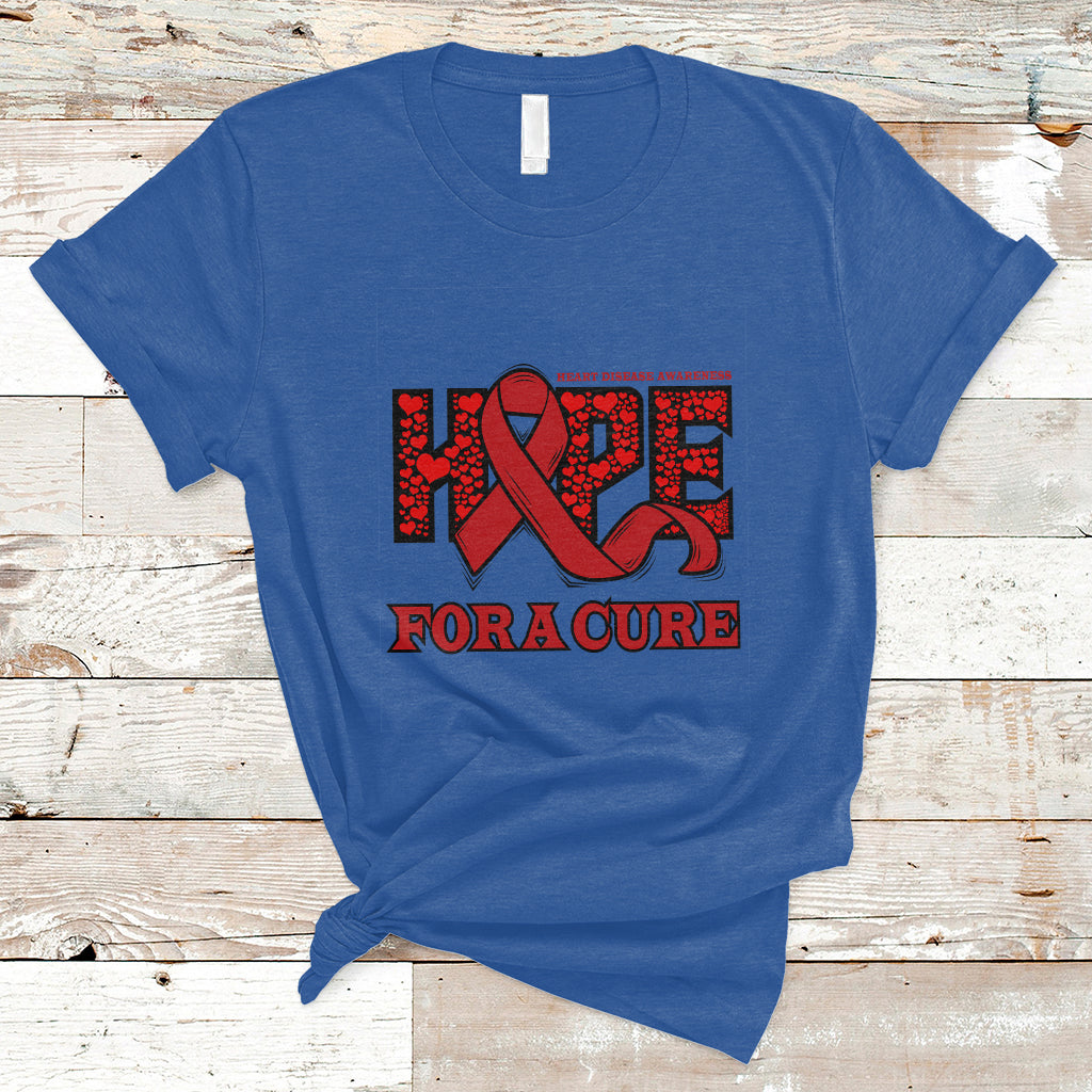 Hope For A Cure Heart Disease CHD Awareness Red Ribbon T-Shirt - Wonder Print Shop
