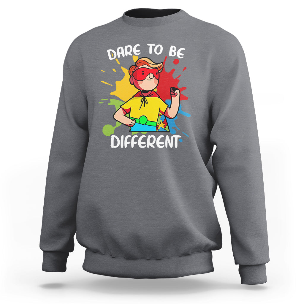 Dare To Be Different Autism Awareness Autistic Boys Support Sweatshirt - Wonder Print Shop
