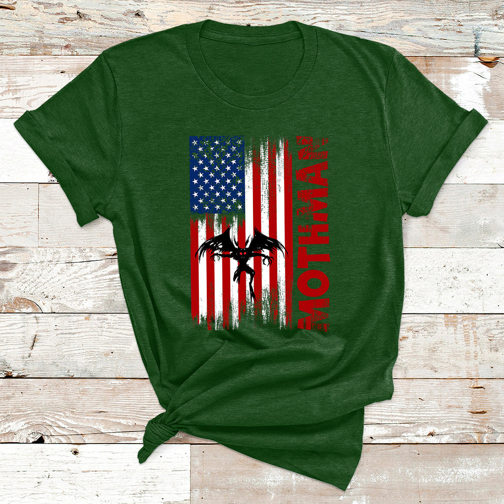 Mothman Cryptid Cryptozoology American Flag T Shirt - Wonder Print Shop