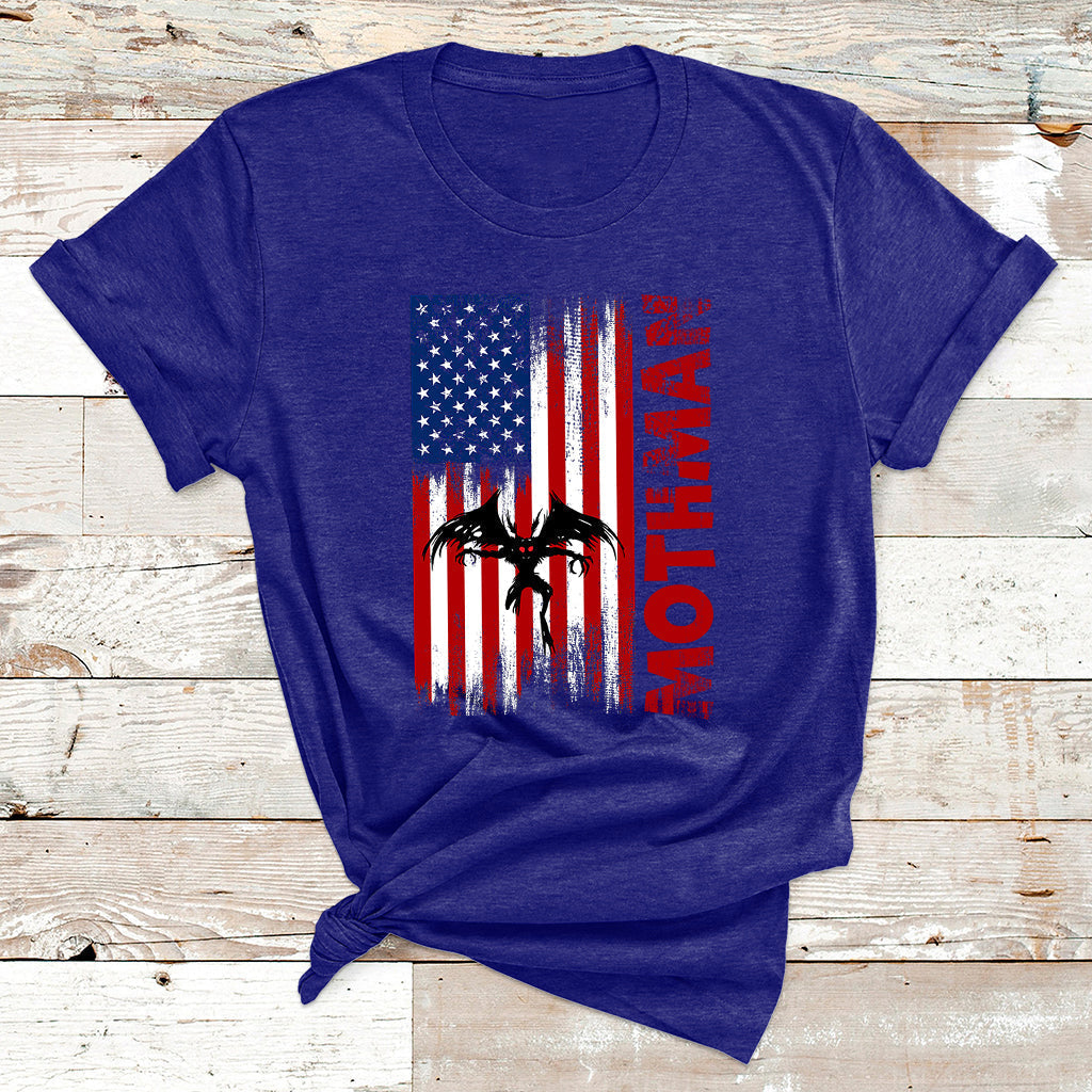 Mothman Cryptid Cryptozoology American Flag T Shirt - Wonder Print Shop