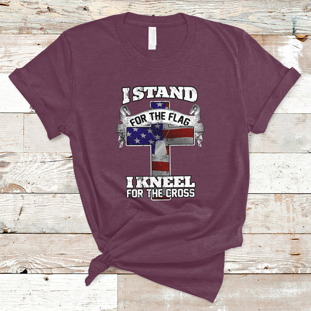 I Stand For The Flag I Kneel For The Cross God Christian T-Shirt - Wonder Print Shop