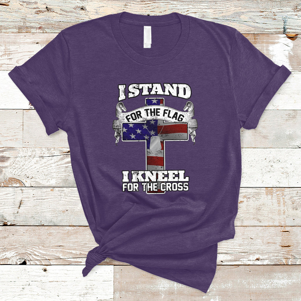 I Stand For The Flag I Kneel For The Cross God Christian T-Shirt - Wonder Print Shop