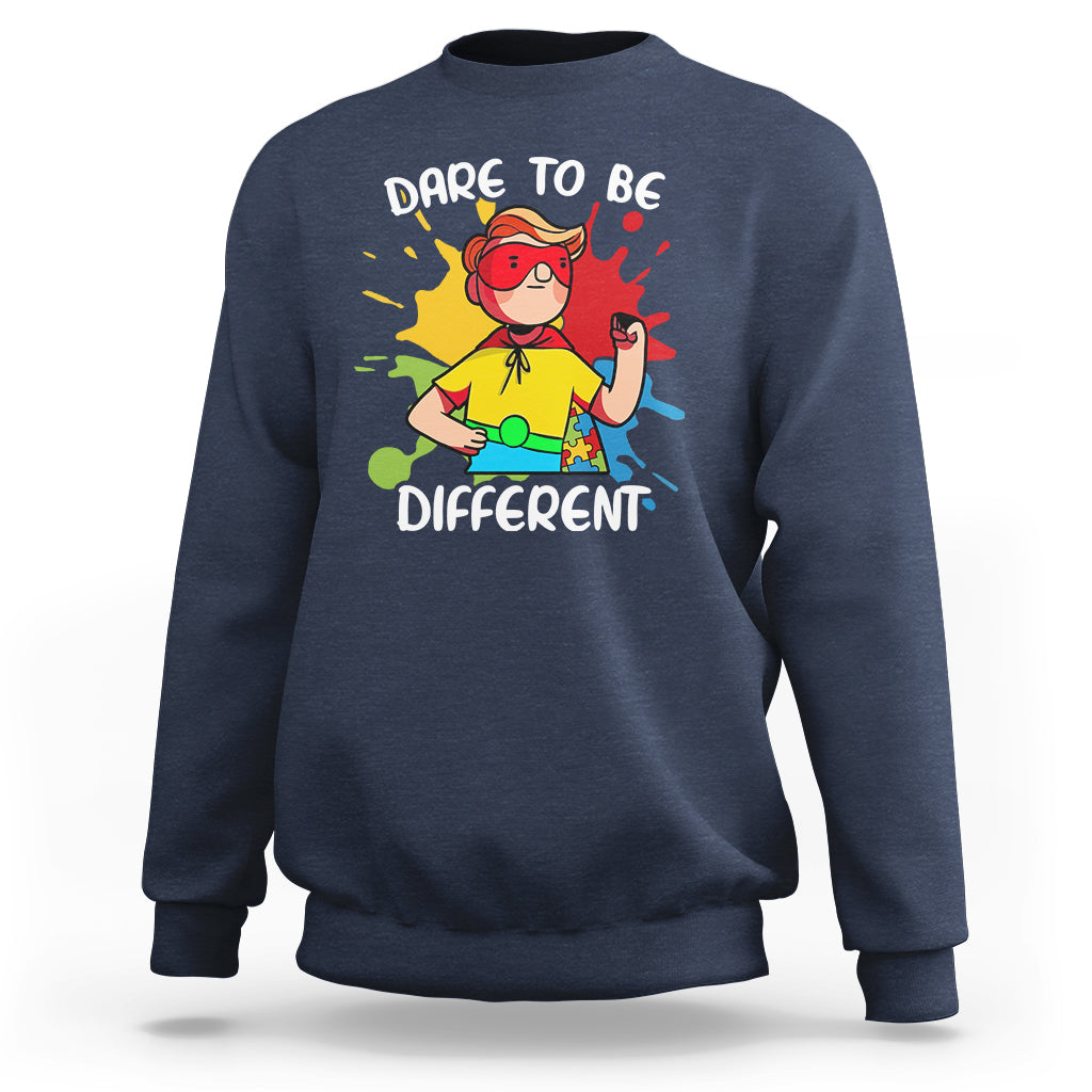 Dare To Be Different Autism Awareness Autistic Boys Support Sweatshirt - Wonder Print Shop
