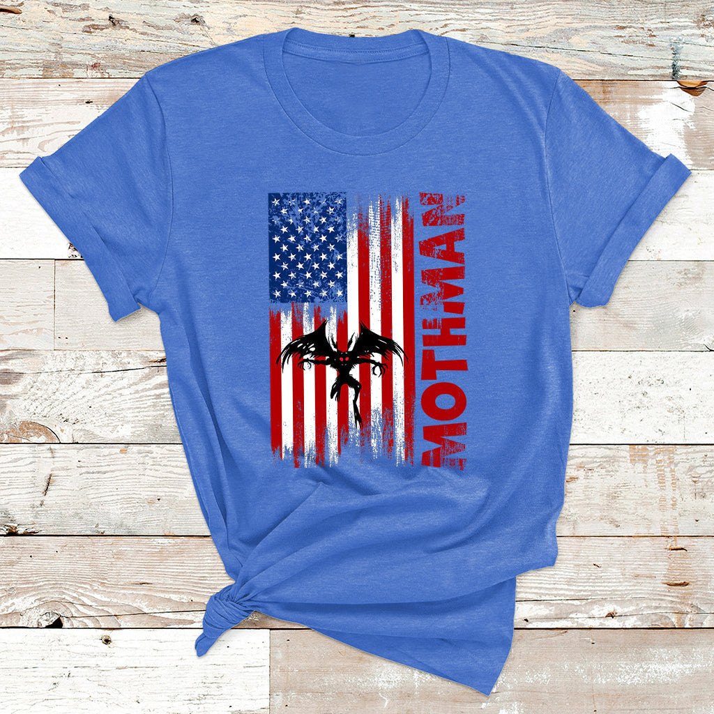 Mothman Cryptid Cryptozoology American Flag T Shirt - Wonder Print Shop