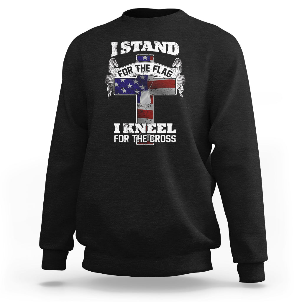 I Stand For The Flag I Kneel For The Cross God Christian Sweatshirt - Wonder Print Shop