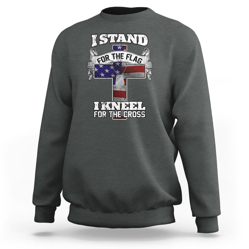 I Stand For The Flag I Kneel For The Cross God Christian Sweatshirt - Wonder Print Shop