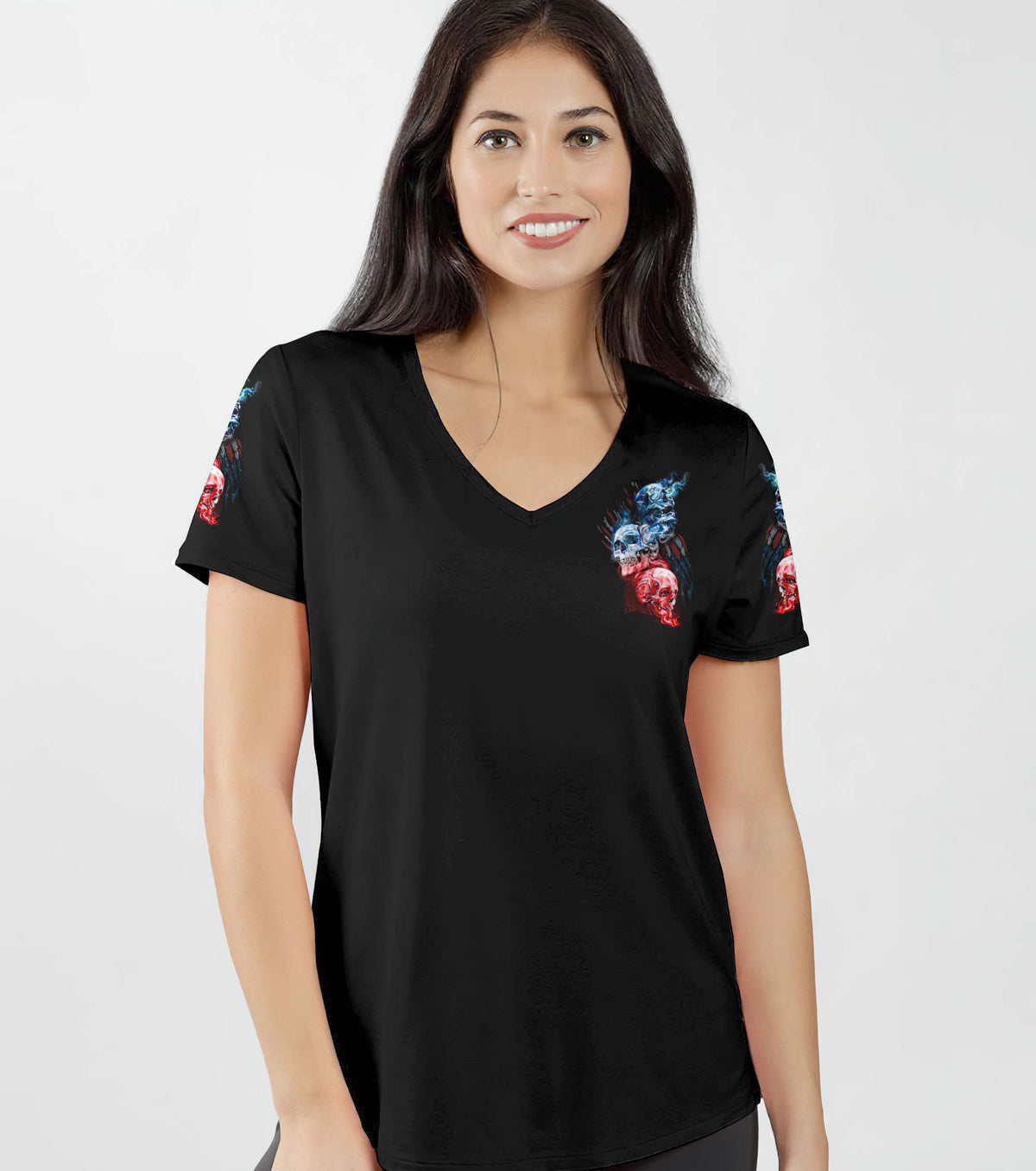 The Good Girl In Me Got Tired American Skull V Neck T Shirt - Wonder Print Shop