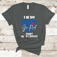 1 in 100 Go Red Fight Heart Disease CHD Awareness Support T-Shirt - Wonder Print Shop