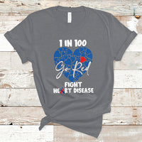 1 in 100 Go Red Fight Heart Disease CHD Awareness Support T-Shirt - Wonder Print Shop