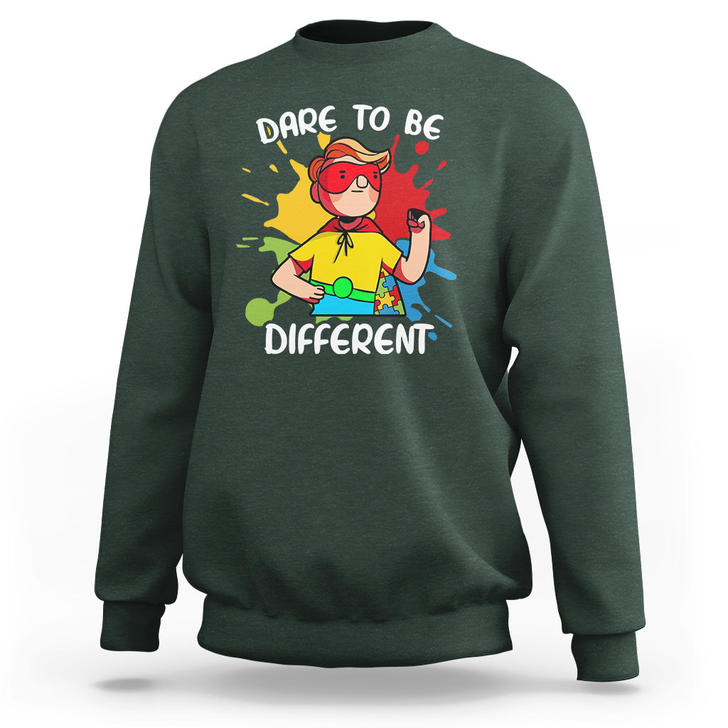 Dare To Be Different Autism Awareness Autistic Boys Support Sweatshirt - Wonder Print Shop