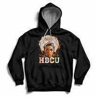 Black pullover hoodie with front 'HBCU' graphic and face portrait, drawstring hood