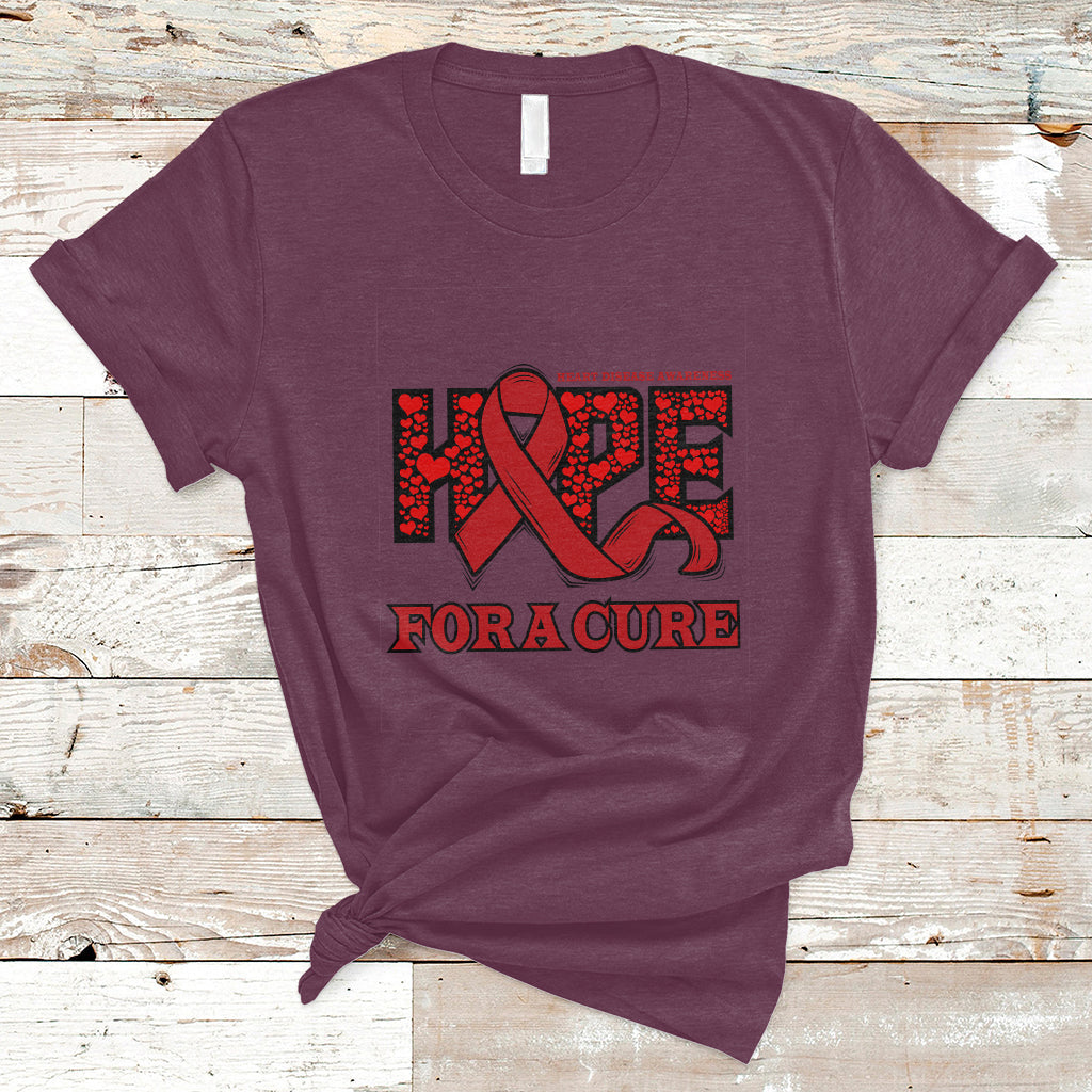 Hope For A Cure Heart Disease CHD Awareness Red Ribbon T-Shirt - Wonder Print Shop