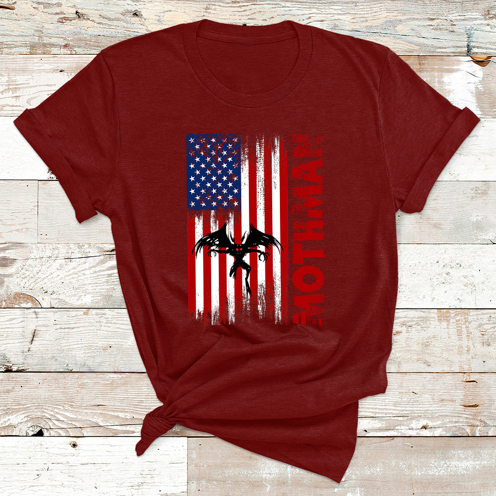 Mothman Cryptid Cryptozoology American Flag T Shirt - Wonder Print Shop