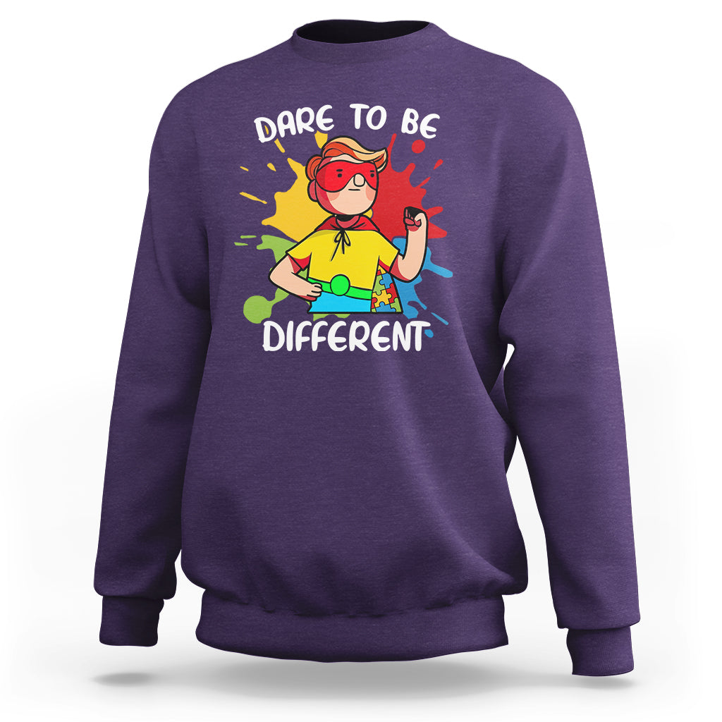 Dare To Be Different Autism Awareness Autistic Boys Support Sweatshirt - Wonder Print Shop