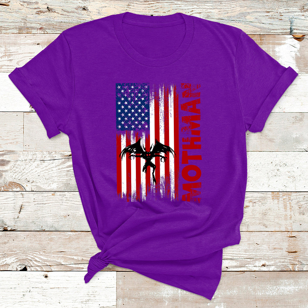 Mothman Cryptid Cryptozoology American Flag T Shirt - Wonder Print Shop