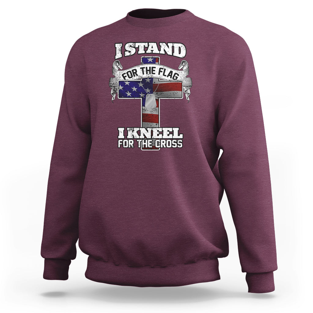 I Stand For The Flag I Kneel For The Cross God Christian Sweatshirt - Wonder Print Shop