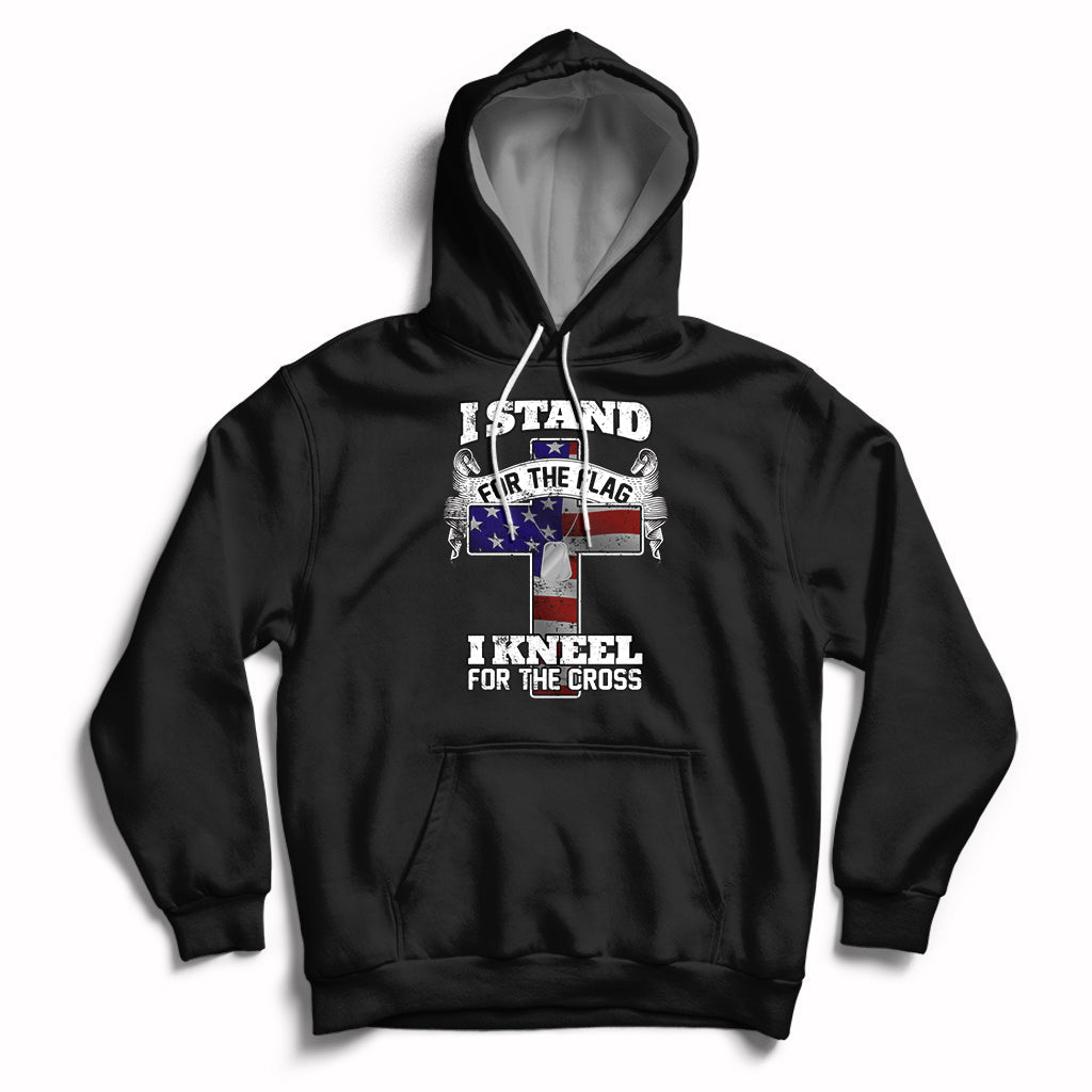I Stand For The Flag I Kneel For The Cross God Christian Hoodie - Wonder Print Shop