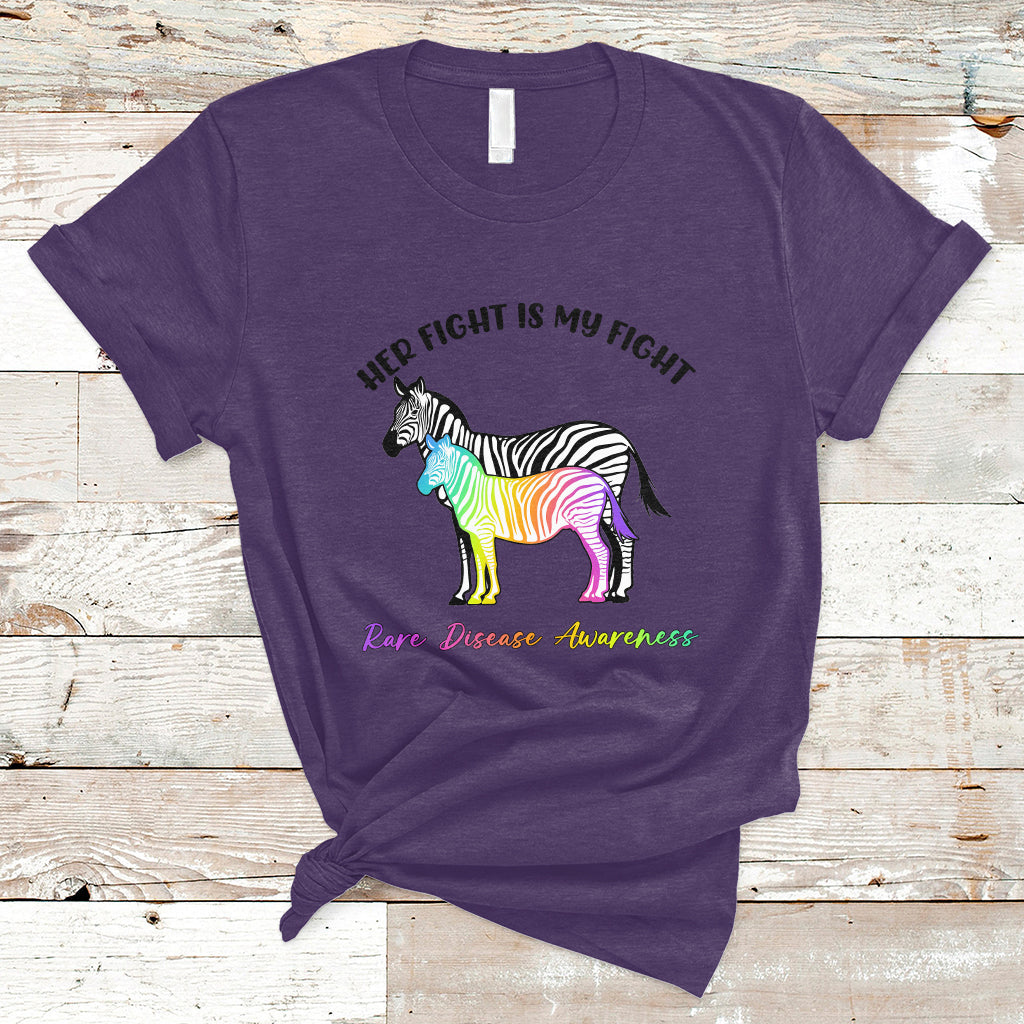 Her Fight Is My Fight Rare Disease Awareness Support Rare Warrior Rainbow Zebra T Shirt - Wonder Print Shop