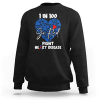 1 in 100 Go Red Fight Heart Disease CHD Awareness Support Sweatshirt - Wonder Print Shop