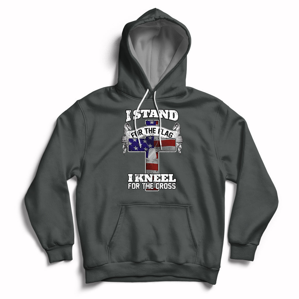 I Stand For The Flag I Kneel For The Cross God Christian Hoodie - Wonder Print Shop