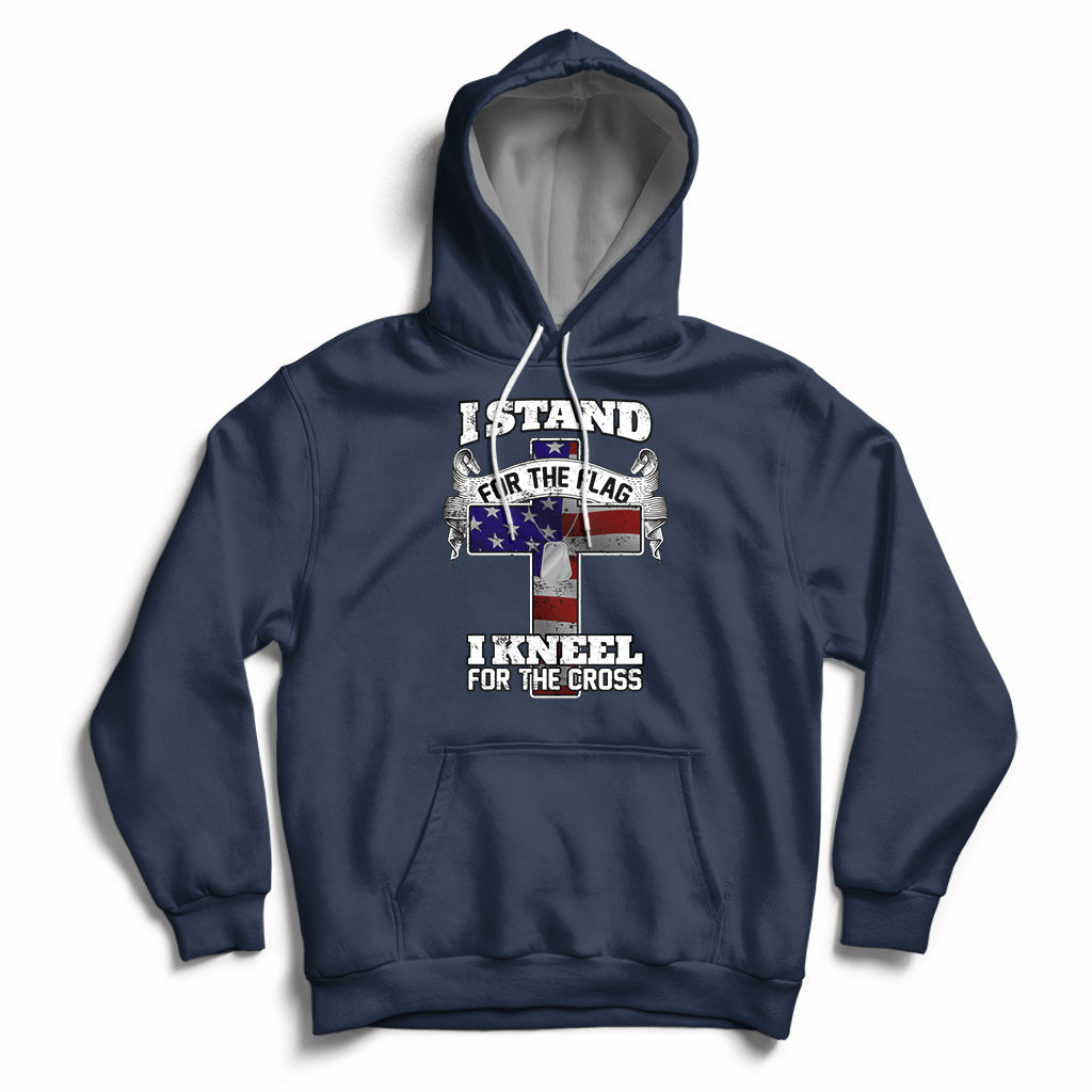 I Stand For The Flag I Kneel For The Cross God Christian Hoodie - Wonder Print Shop