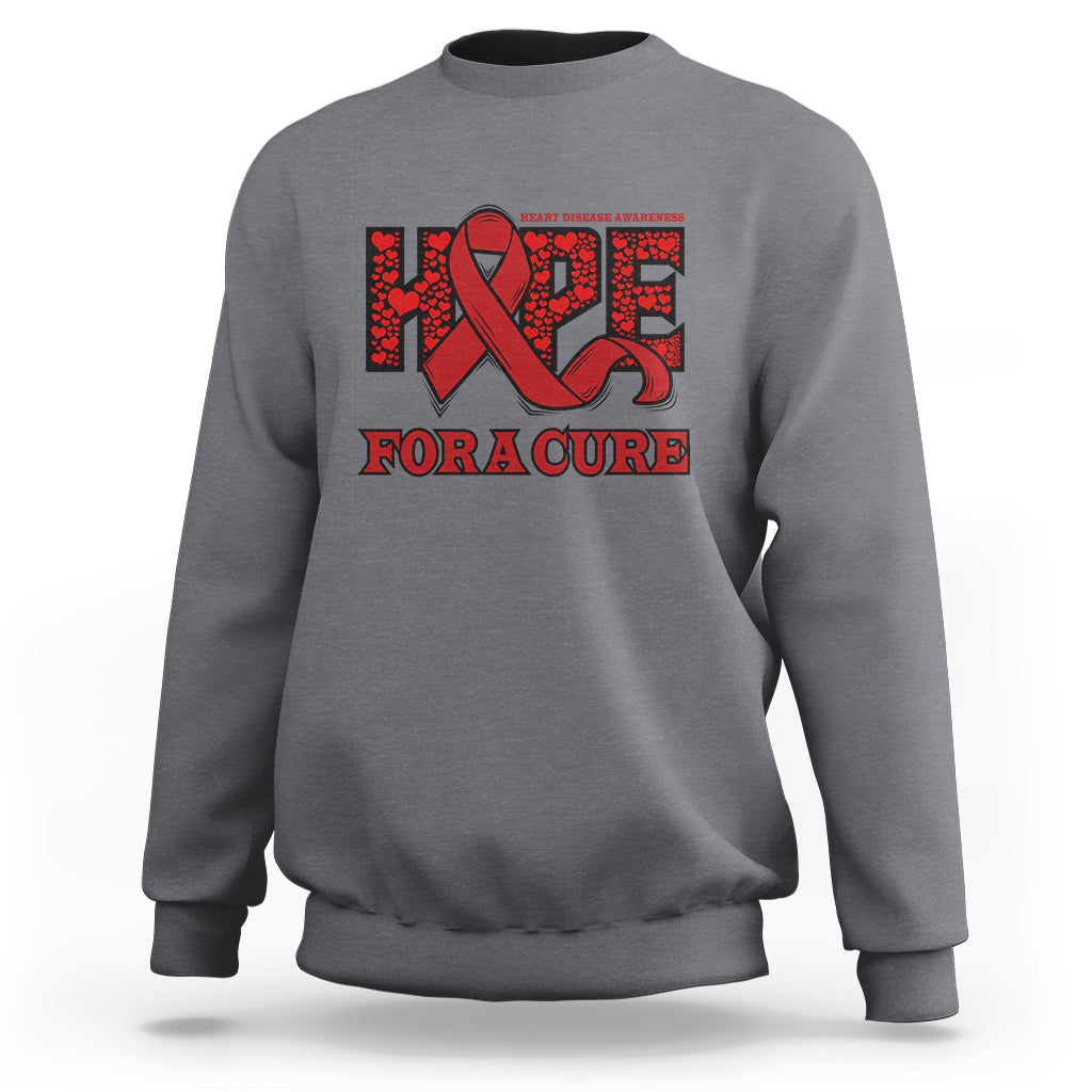 Hope For A Cure Heart Disease CHD Awareness Red Ribbon Sweatshirt - Wonder Print Shop