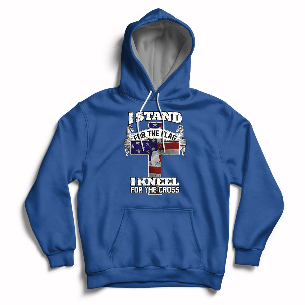 I Stand For The Flag I Kneel For The Cross God Christian Hoodie - Wonder Print Shop