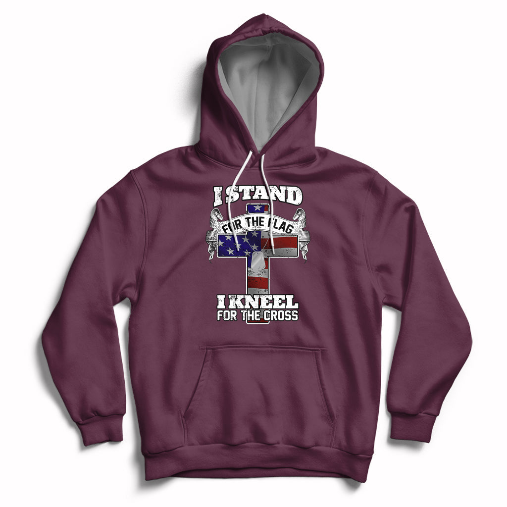 I Stand For The Flag I Kneel For The Cross God Christian Hoodie - Wonder Print Shop