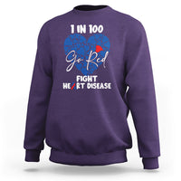 1 in 100 Go Red Fight Heart Disease CHD Awareness Support Sweatshirt - Wonder Print Shop