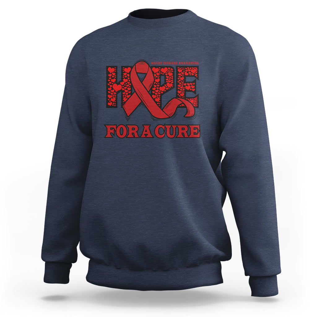 Hope For A Cure Heart Disease CHD Awareness Red Ribbon Sweatshirt - Wonder Print Shop