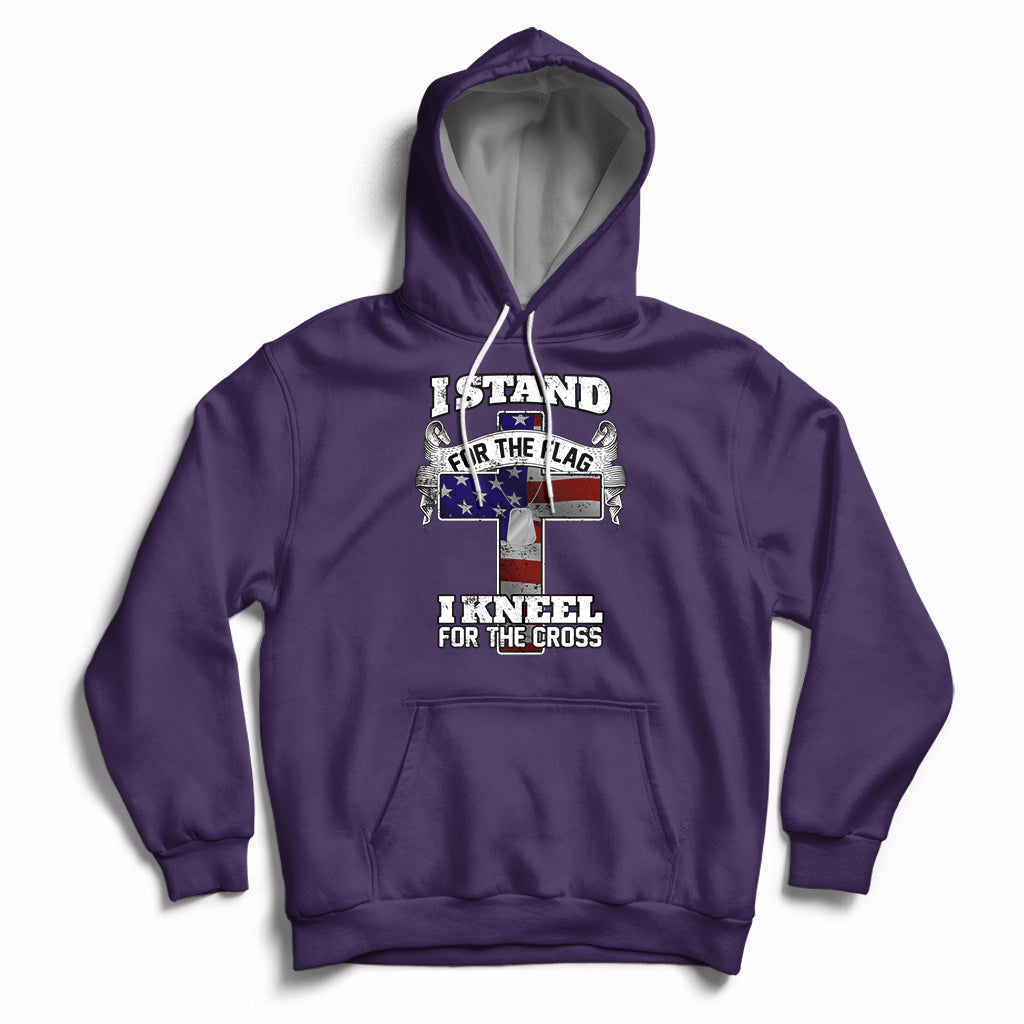 I Stand For The Flag I Kneel For The Cross God Christian Hoodie - Wonder Print Shop