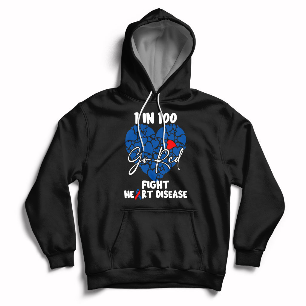 1 in 100 Go Red Fight Heart Disease CHD Awareness Support Hoodie - Wonder Print Shop