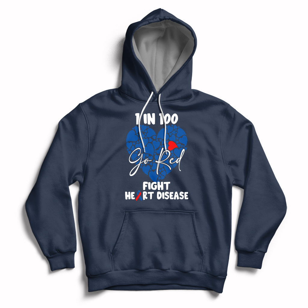 1 in 100 Go Red Fight Heart Disease CHD Awareness Support Hoodie - Wonder Print Shop