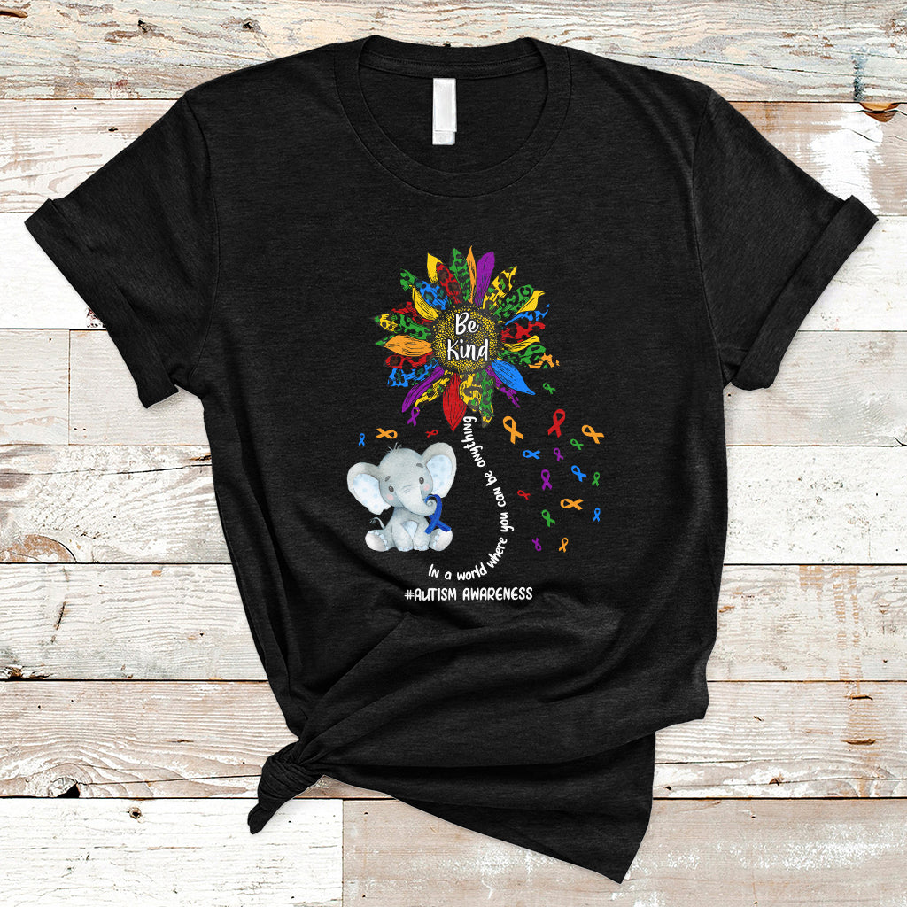 Elephant Autism Awareness Be Kind Puzzle Autistic Support T Shirt - Wonder Print Shop