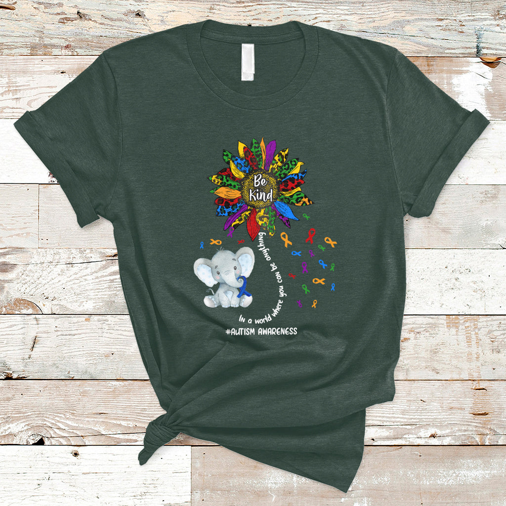 Elephant Autism Awareness Be Kind Puzzle Autistic Support T Shirt - Wonder Print Shop