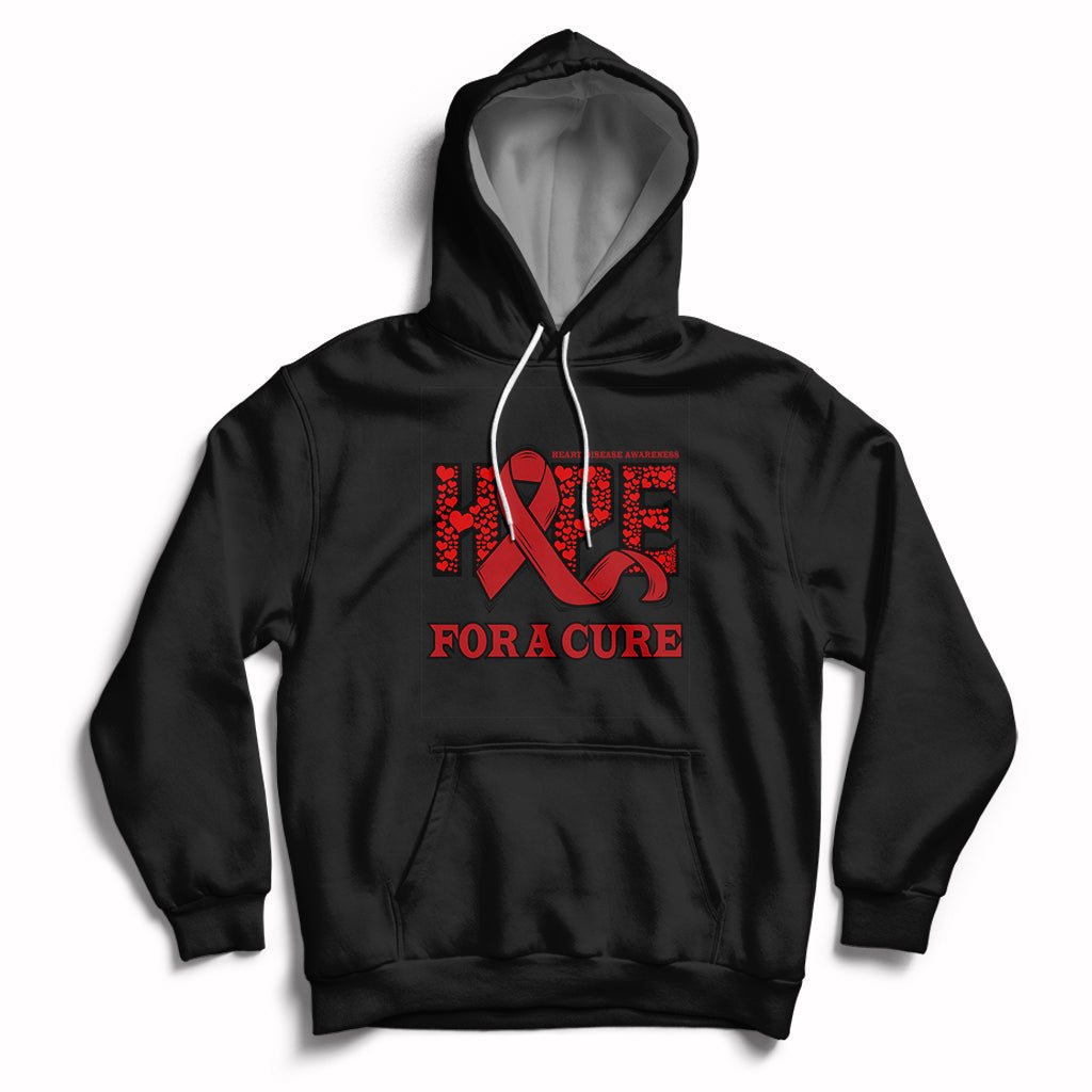 Hope For A Cure Heart Disease CHD Awareness Red Ribbon Hoodie - Wonder Print Shop