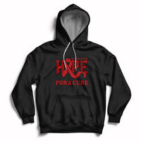 Black heart disease awareness hoodie with red ribbon HOPE and 'FOR A CURE' print