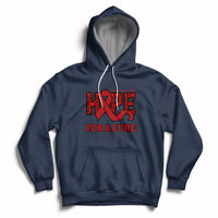 Navy heart disease awareness hoodie with red ribbon HOPE and 'FOR A CURE' print