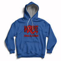 Royal blue heart disease awareness hoodie with red ribbon HOPE and 'FOR A CURE' print