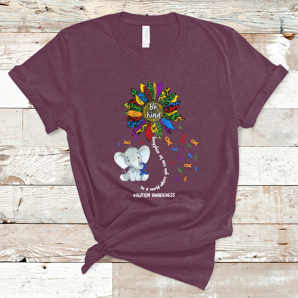 Elephant Autism Awareness Be Kind Puzzle Autistic Support T Shirt - Wonder Print Shop