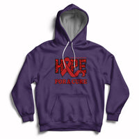 Purple heart disease awareness hoodie with red ribbon HOPE and 'FOR A CURE' print