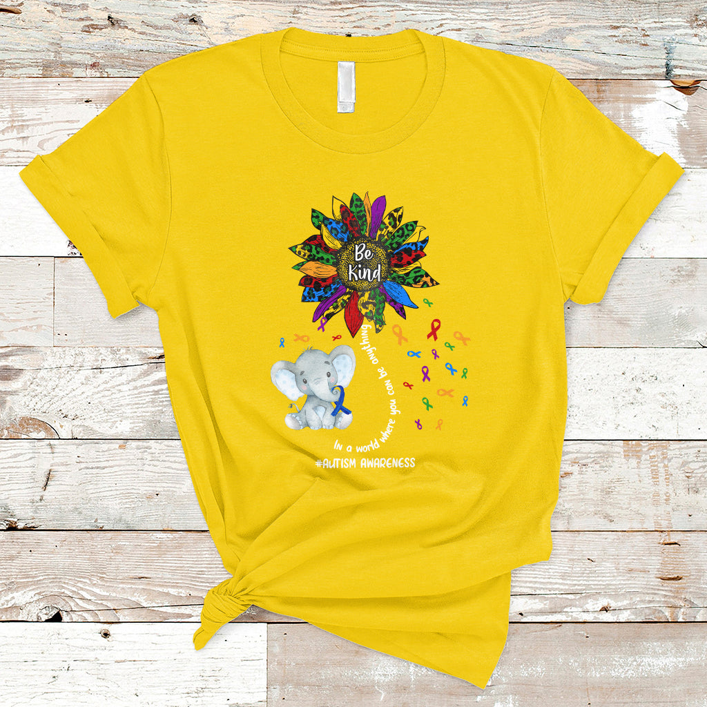 Elephant Autism Awareness Be Kind Puzzle Autistic Support T Shirt - Wonder Print Shop