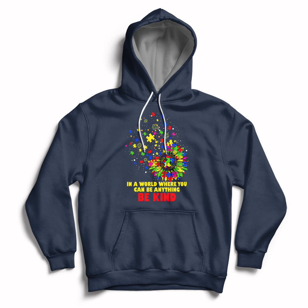 Autism Awareness Be Kind Sunflower Puzzle Autistic Support Hoodie - Wonder Print Shop