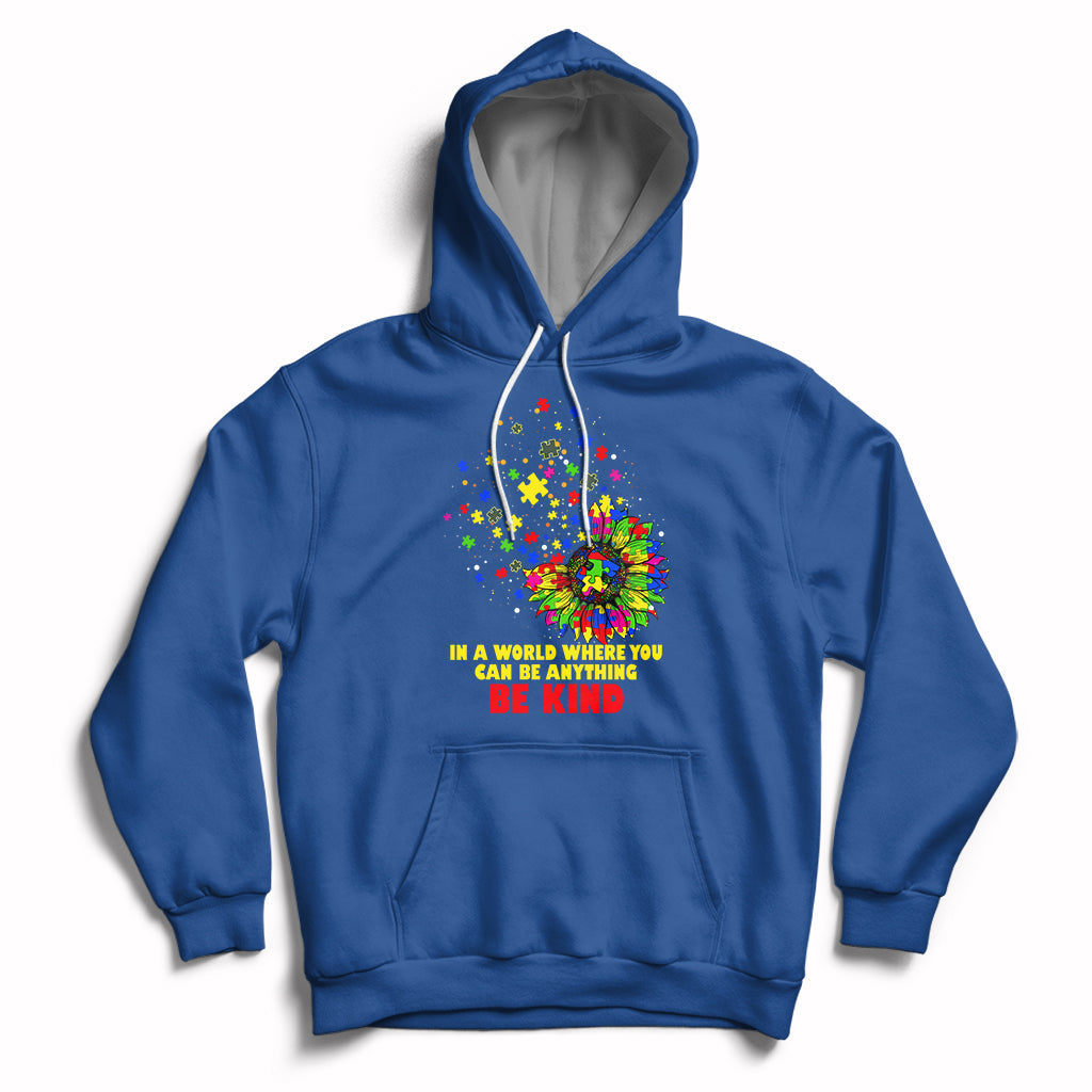 Autism Awareness Be Kind Sunflower Puzzle Autistic Support Hoodie - Wonder Print Shop