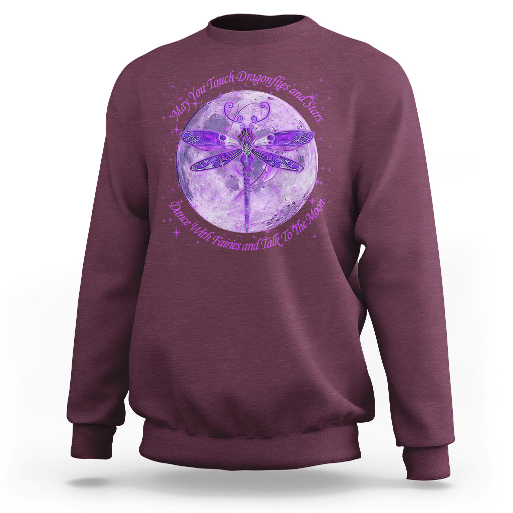 May You Touch Dragonflies And Stars Dance With Fairies Moon Sweatshirt - Wonder Print Shop