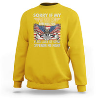 Daisy yellow crewneck sweatshirt with patriotic eagle graphic and offensive text print
